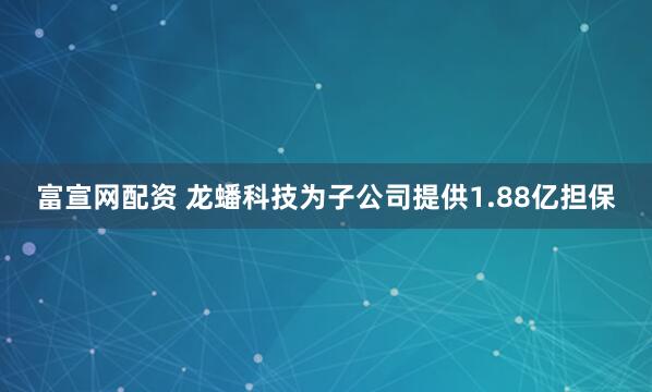 富宣网配资 龙蟠科技为子公司提供1.88亿担保