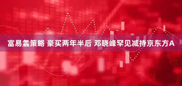 富易螽策略 豪买两年半后 邓晓峰罕见减持京东方A